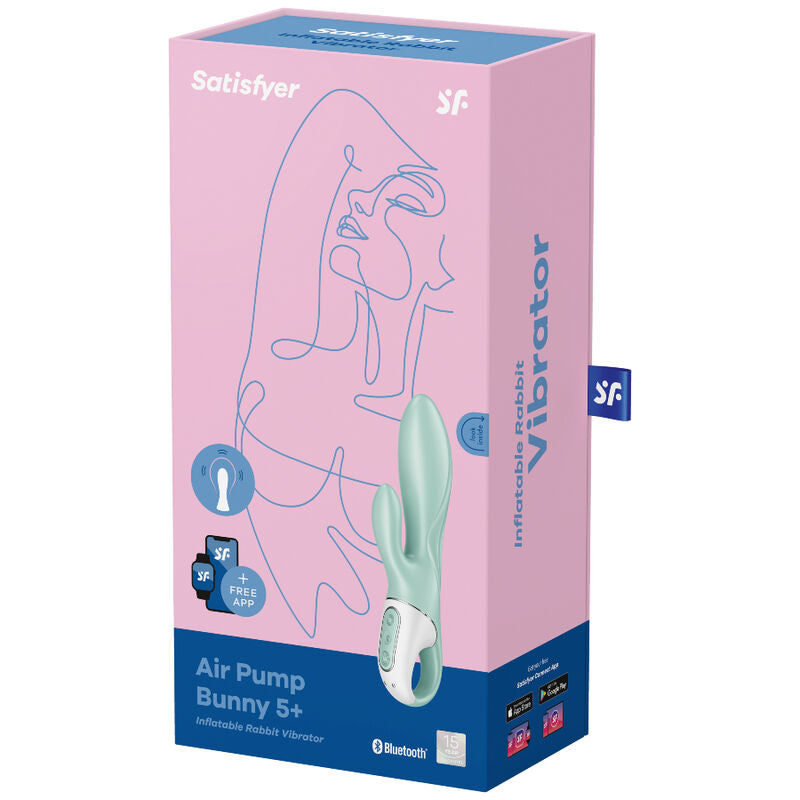 SATISFYER - AIR PUMP BUNNY 5+ INFLATABLE RABBIT & G-SPOT VIBRATOR APP GREEN