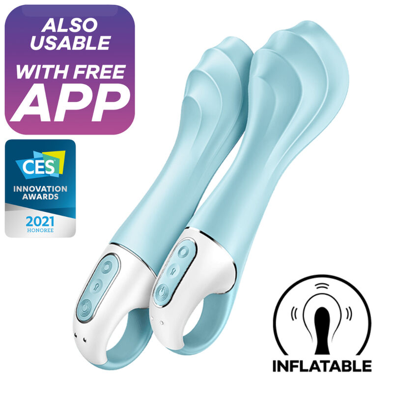 SATISFYER -  AIR PUMP VIBRATOR 5+ INFLATABLE G-SPOT VIBRATOR APP BLUE