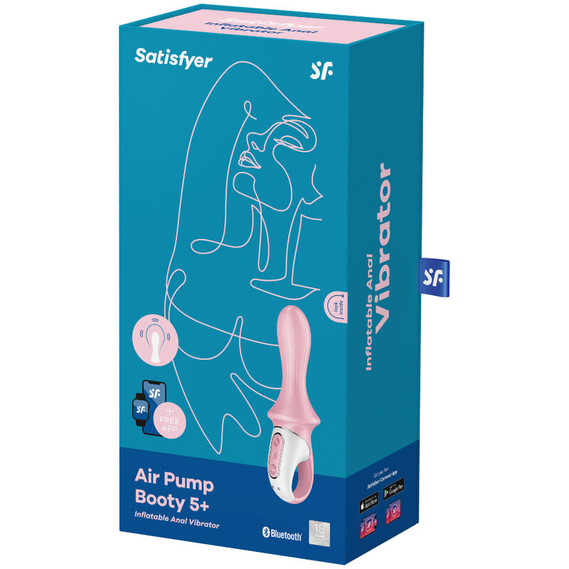 SATISFYER -  AIR PUMP BOOTY 5+ INFLATABLE ANAL VIBRATOR PINK