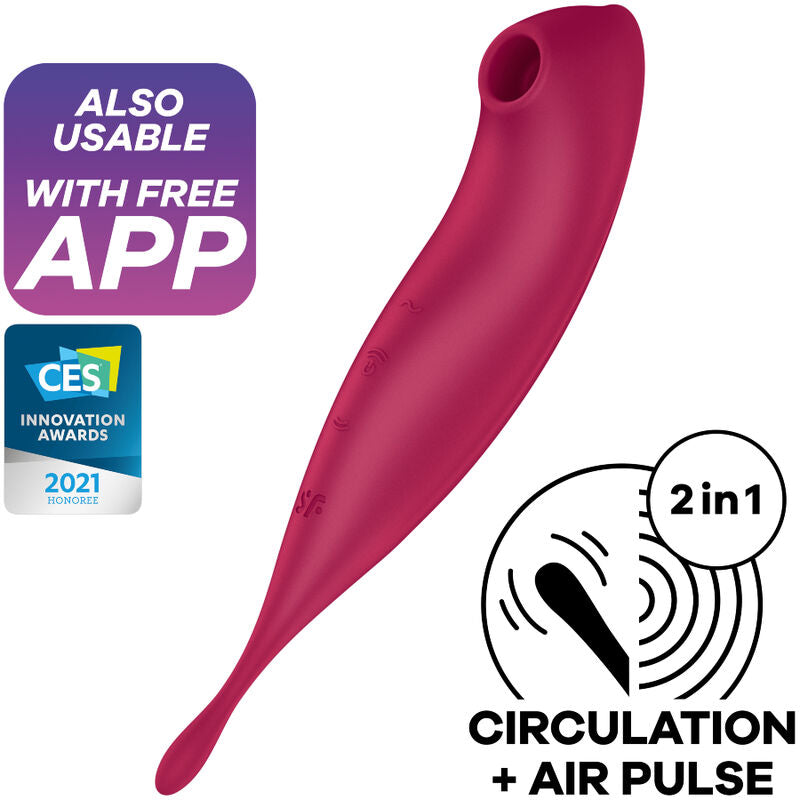 SATISFYER - TWIRLING PRO+ APLIKACIJA ZA STIMULATOR I VIBRATOR ZRAČNOG PULSA CRVENA