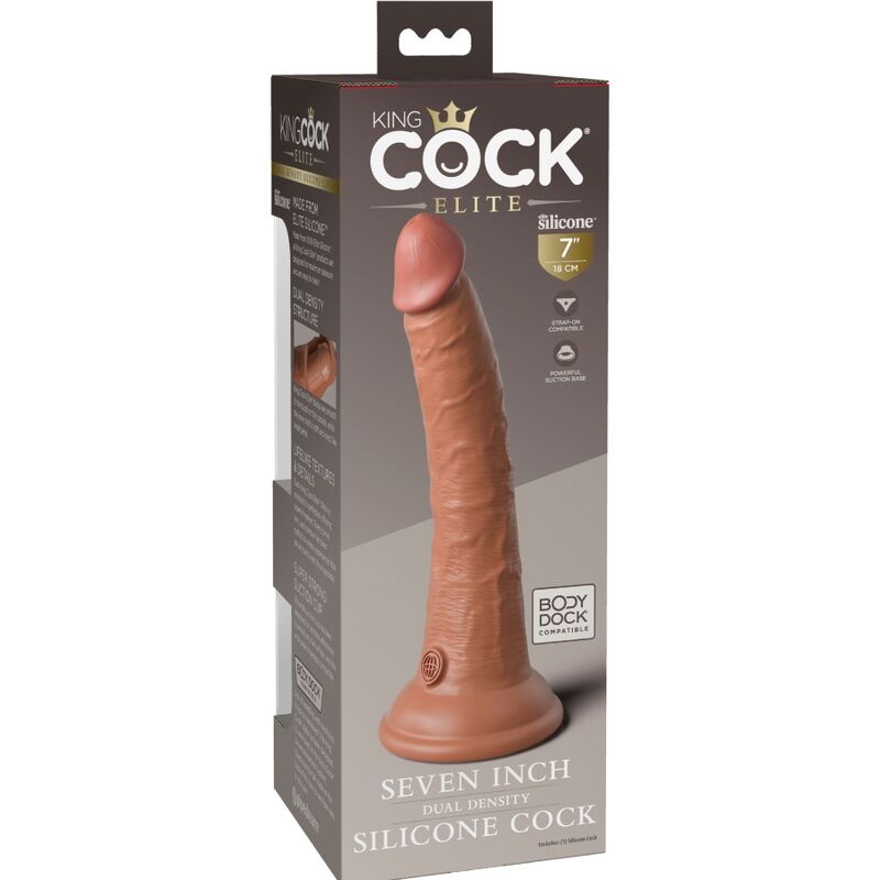 KING COCK - ELITNI REALISTIČNI SILIKONSKI DILDO 17,8 CM KARAMELA