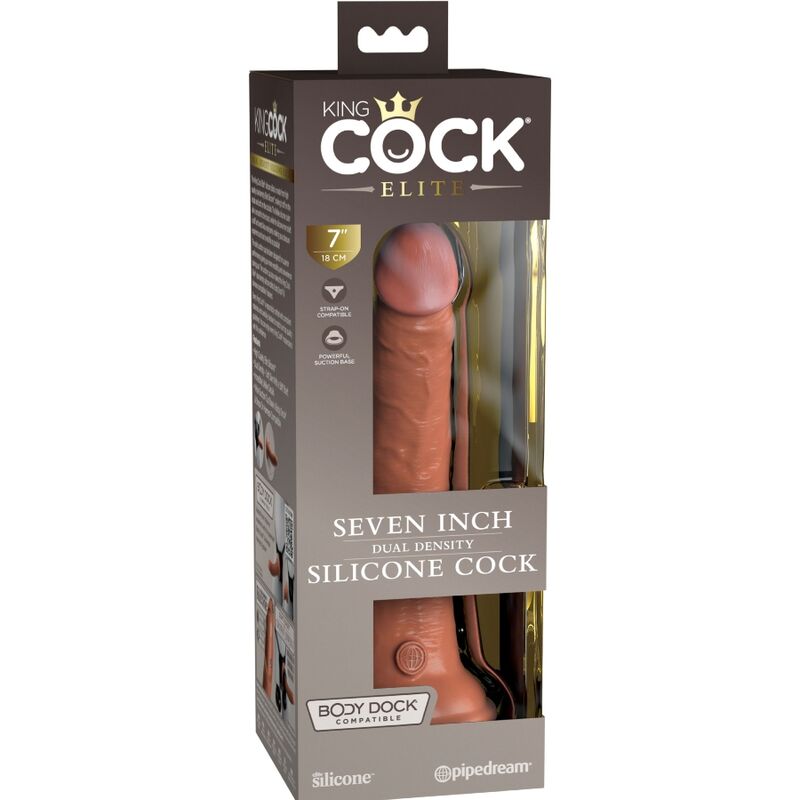 KING COCK - ELITNI REALISTIČNI SILIKONSKI DILDO 17,8 CM KARAMELA