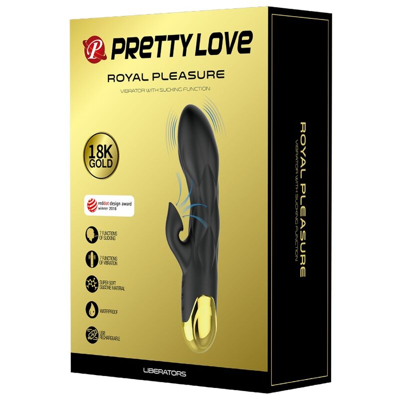 PRETTY LOVE -  LUKSUZNI RABBIT VIBRATOR BLACK -18K ZLATO