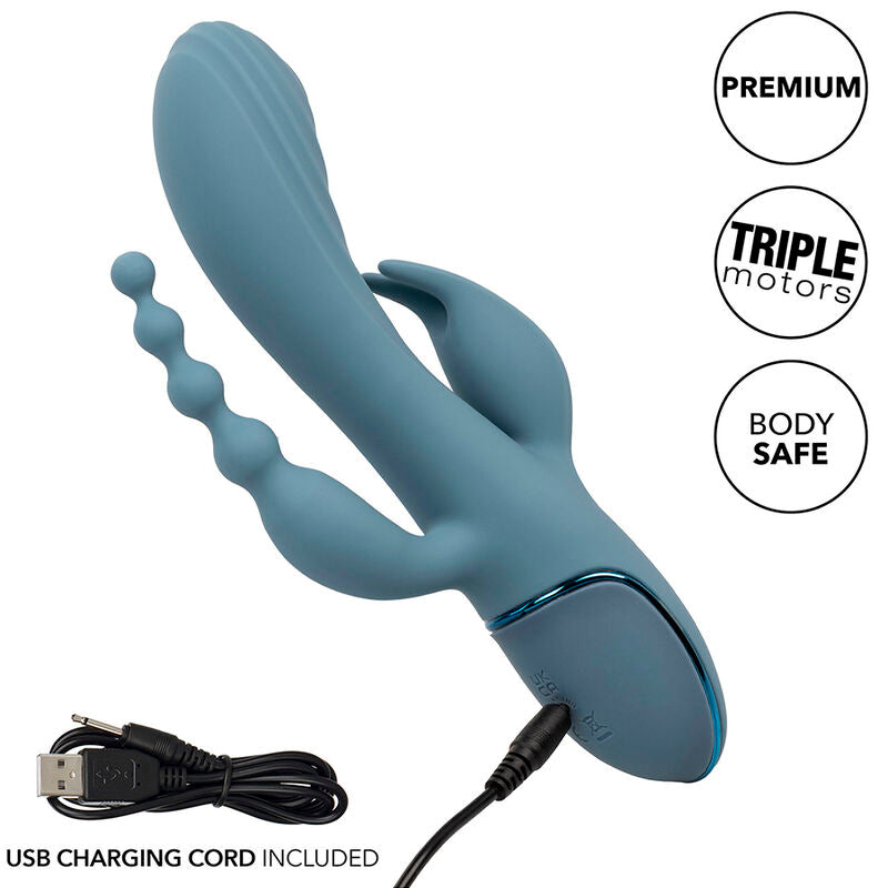 CALEXOTICS - G-SPOT & RABBIT VIBRATOR TRIPLE ECSTASY GREY