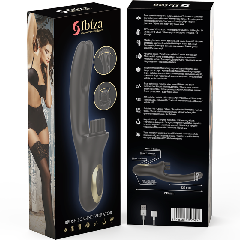 IBIZA - VISOKOTEHNOLOŠKO RABITT ČETKANJE VIŠEĆELIJSKIM KLITORIJALNIM I DVOSTRUKIM VALOVIM VIBRATOROM