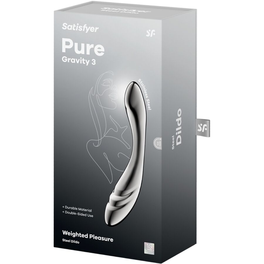 SATISFYER - PURE GRAVITY 3 DILDO ZA G-TOČKU S DVOSTRUKIM ZAVRŠETKOM OD NEHRĐAJUĆEG ČELIKA