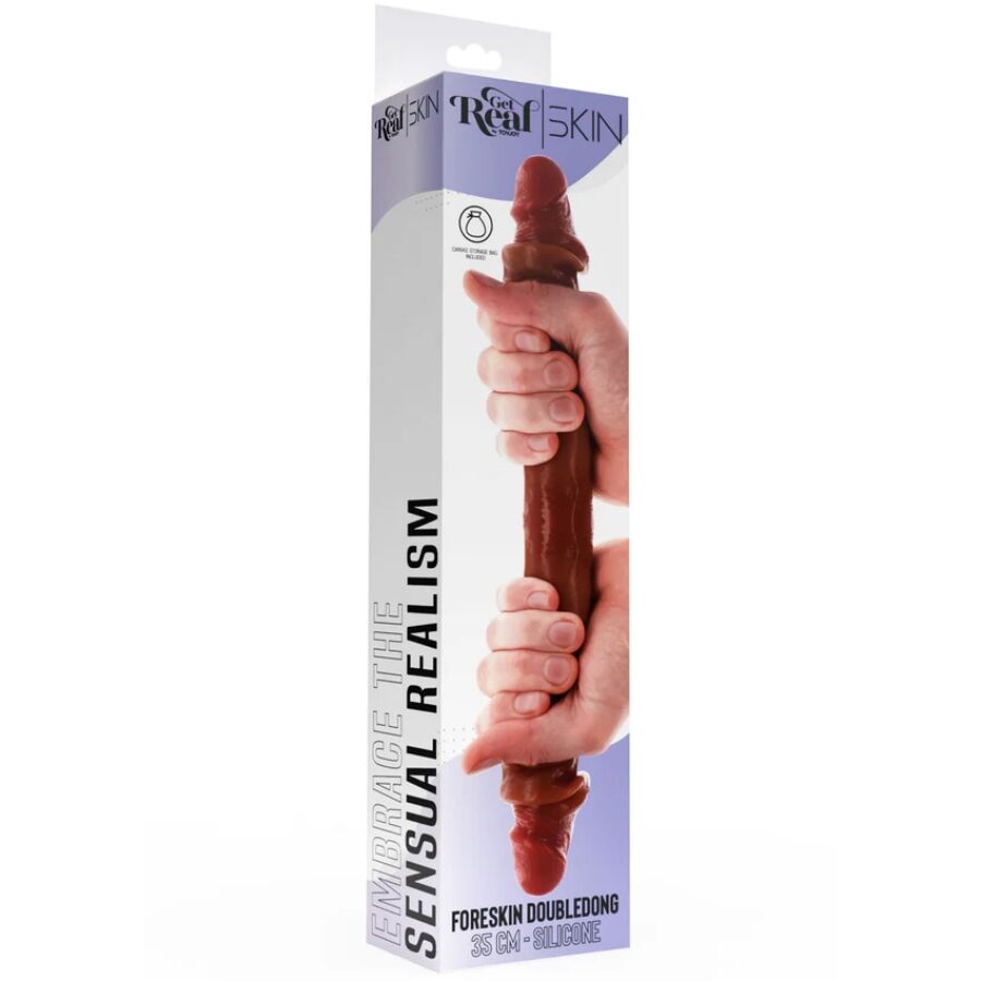 BUDI REALAN - DVOSTRUKI SILIKONSKI DILDO KARAMEL 35 CM