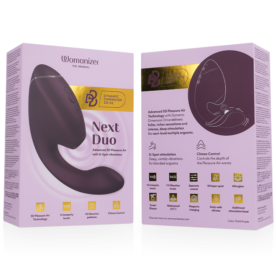 WOMANIZER - DUO NEXT DUAL CLITORAL & G-SPOT VIBRATOR DARK PURPLE
