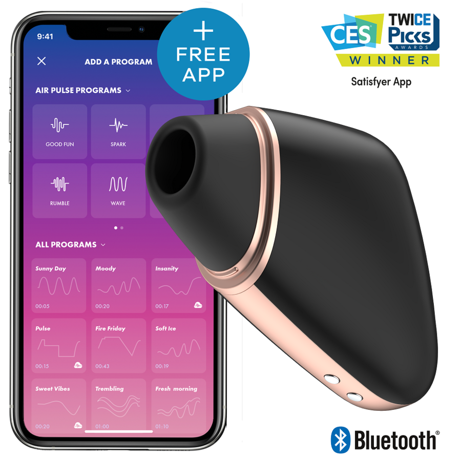 SATISFYER - LJUBAVNI TROKUT ZRAČNI STIMULATOR I VIBRATOR CRNE BOJE